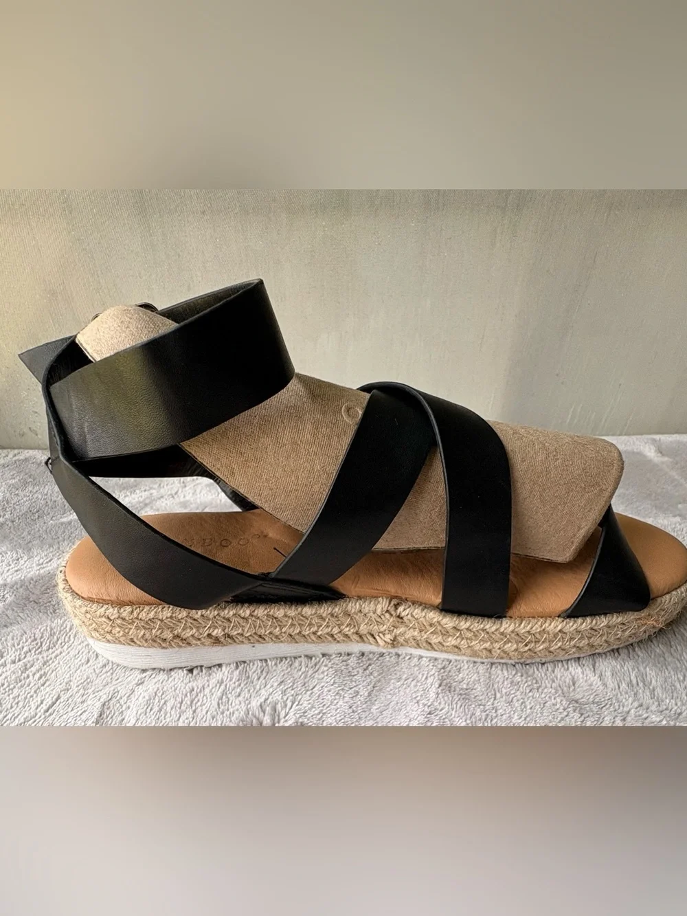 BAMBOO Black Strappy Platform Espadrille Sandals